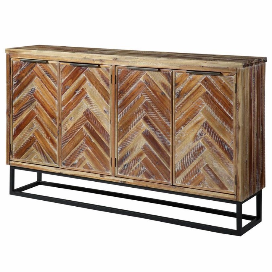 Buffets & Sideboards * | Coast To Coast Imports, Llc Vail Natural Browns Industrial Four Door Media Credenza