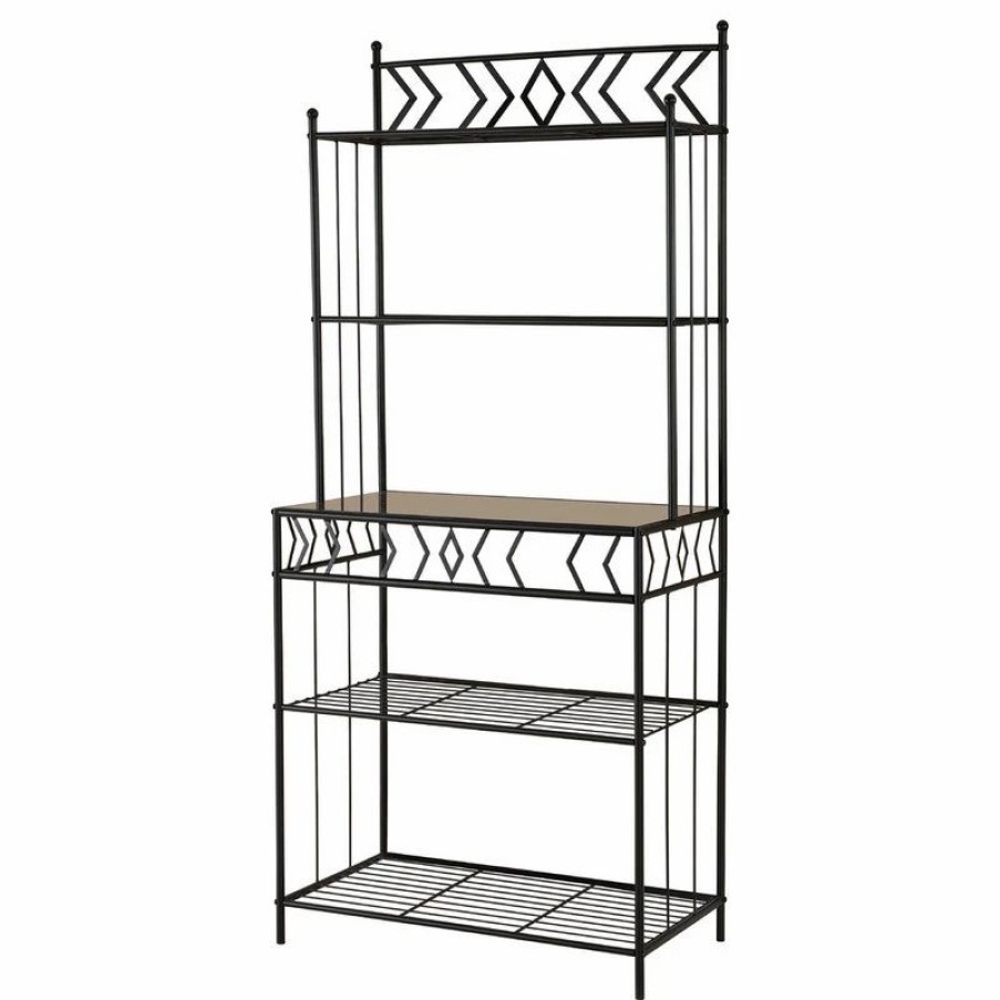 Shelving * | Pilaster Designs Mason Metal 5-Tier Baker'S Rack, Black