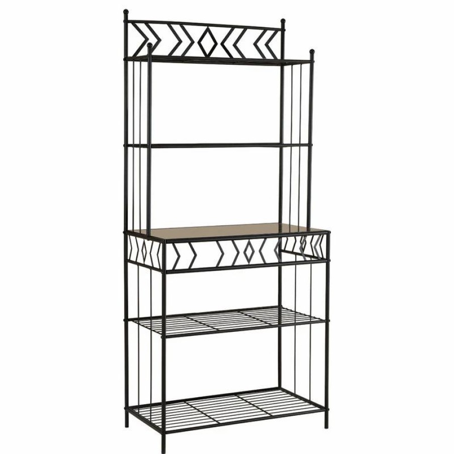 Shelving * | Pilaster Designs Mason Metal 5-Tier Baker'S Rack, Black