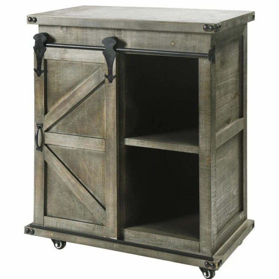 Accent Chests & Cabinets * | Stylecraft Home Collection Presley 3 Drawer With Door Side Cabinet, Driftwood Grey