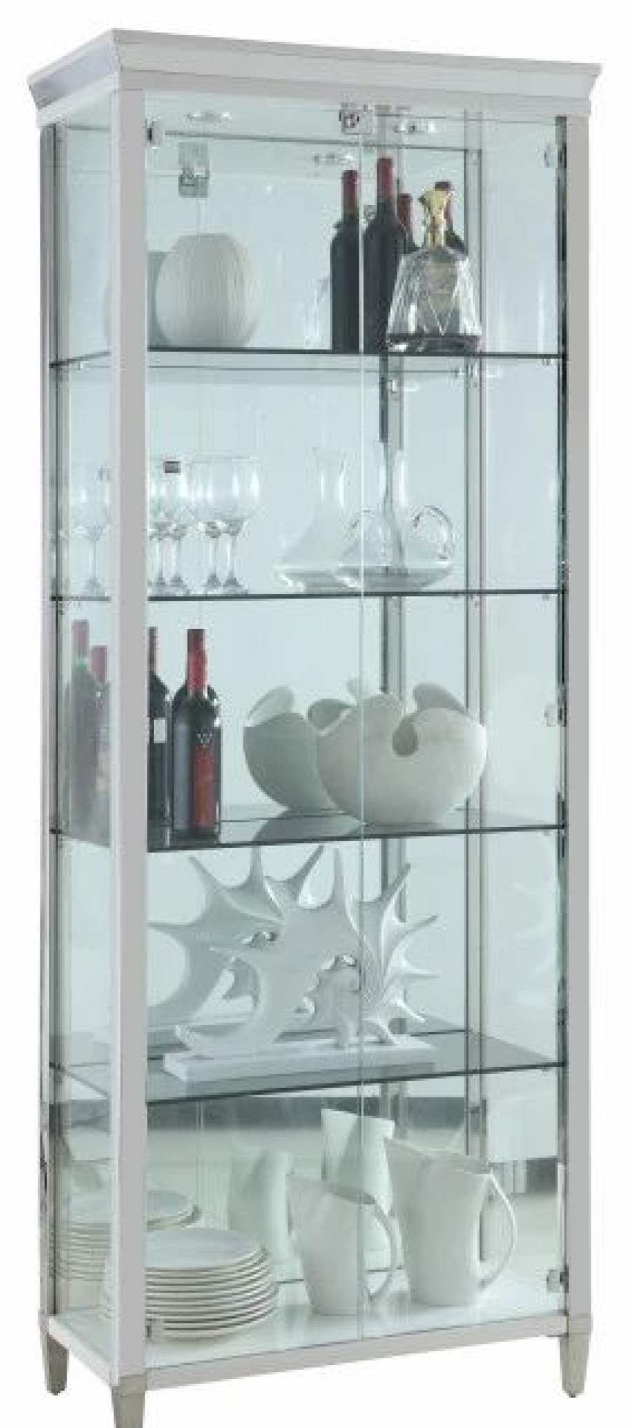 China Cabinets & Hutches * | Chintaly Imports Contemporary Tempered Glass Curio With Shelves 6652-Cur