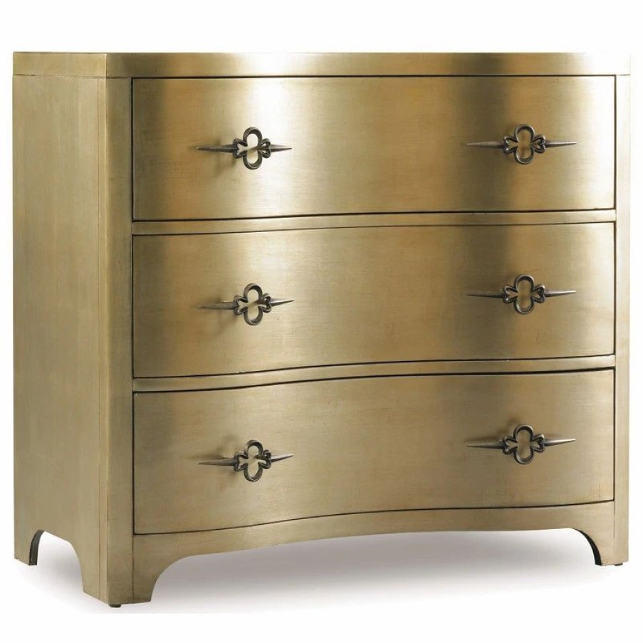 Accent Chests & Cabinets * | Hooker Furniture Sanctuary Three-Drawer Shaped Front Gold Chest