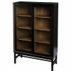 China Cabinets & Hutches * | Maklaine Farmhouse Engineered Wooden Curio Cabinet In Black And Natural