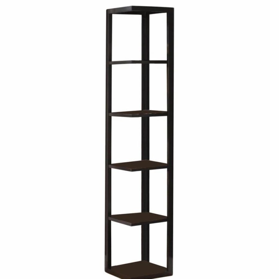 Shelving * | Pilaster Designs Damian 5-Tier Corner Bookcase, Espresso