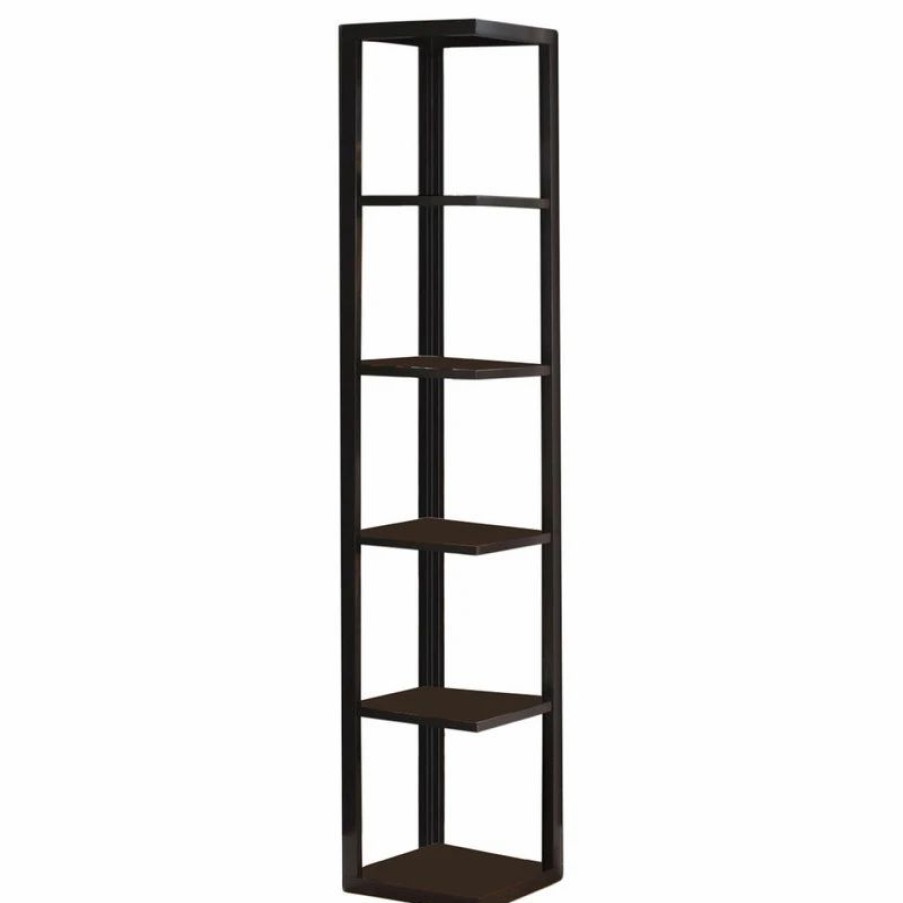 Shelving * | Pilaster Designs Damian 5-Tier Corner Bookcase, Espresso