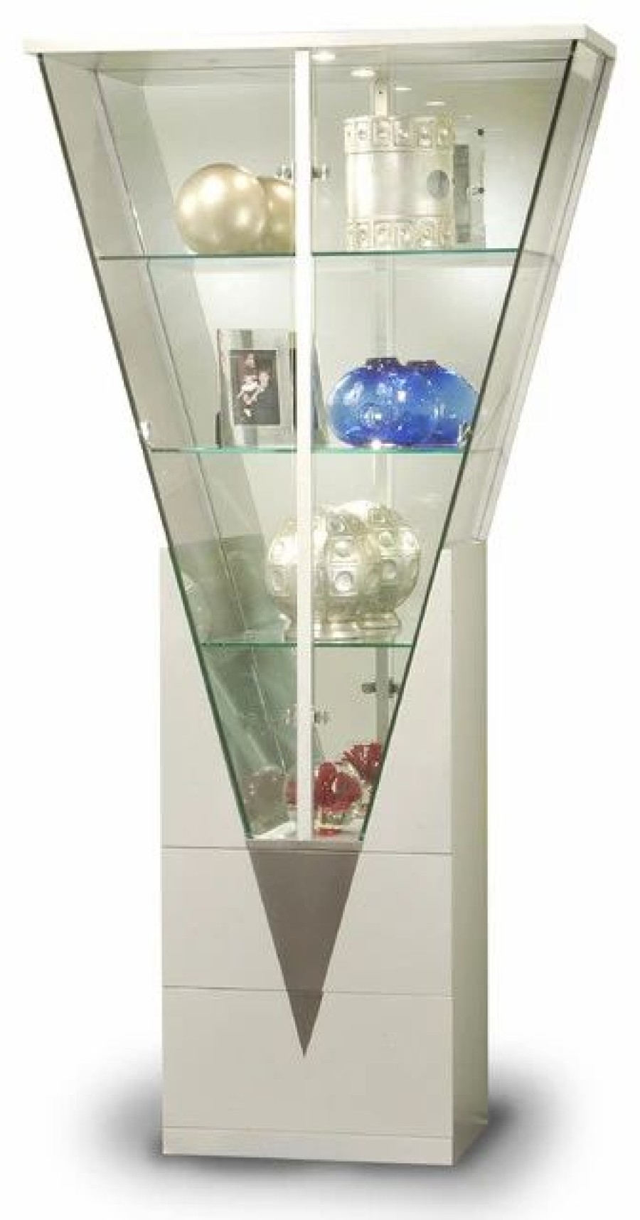 China Cabinets & Hutches * | Chintaly Imports Triangular Curio With Mirrored Interior 6625-Cur