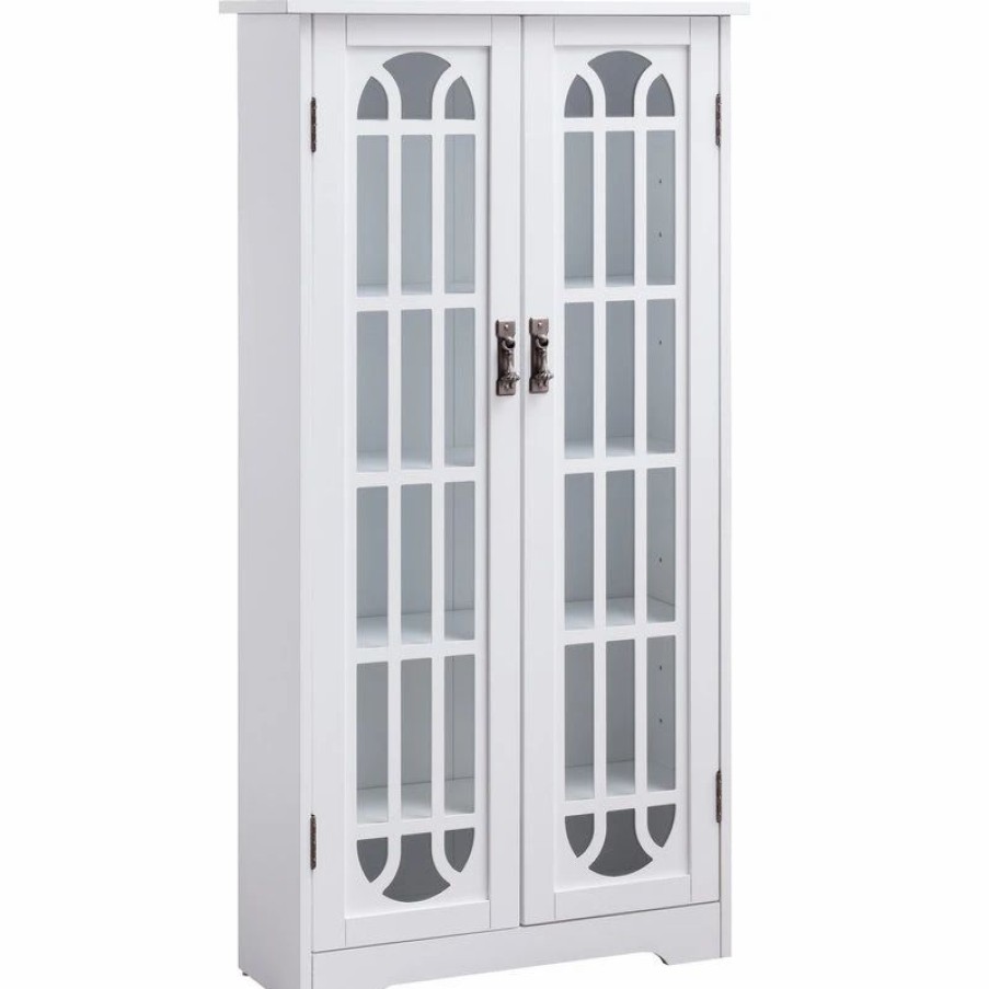 China Cabinets & Hutches * | Sei Furniture White Display Cabinet With Windowpane Glass Doors White