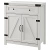 Accent Chests & Cabinets * | Walker Edison 30 Farmhouse Barn Door Accent Cabinet Brushed White