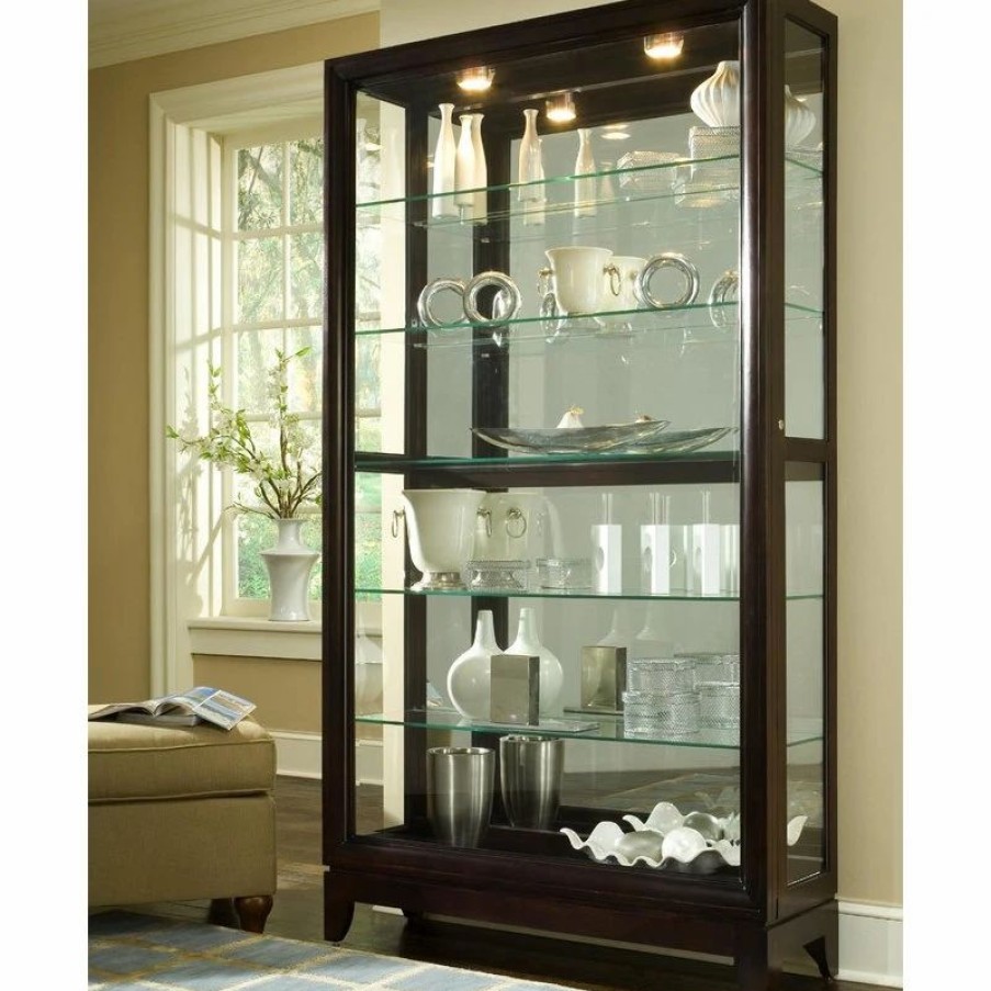 China Cabinets & Hutches * | Pulaski Furniture Pulaski Chocolate Cherry Two Way Sliding Door Curio