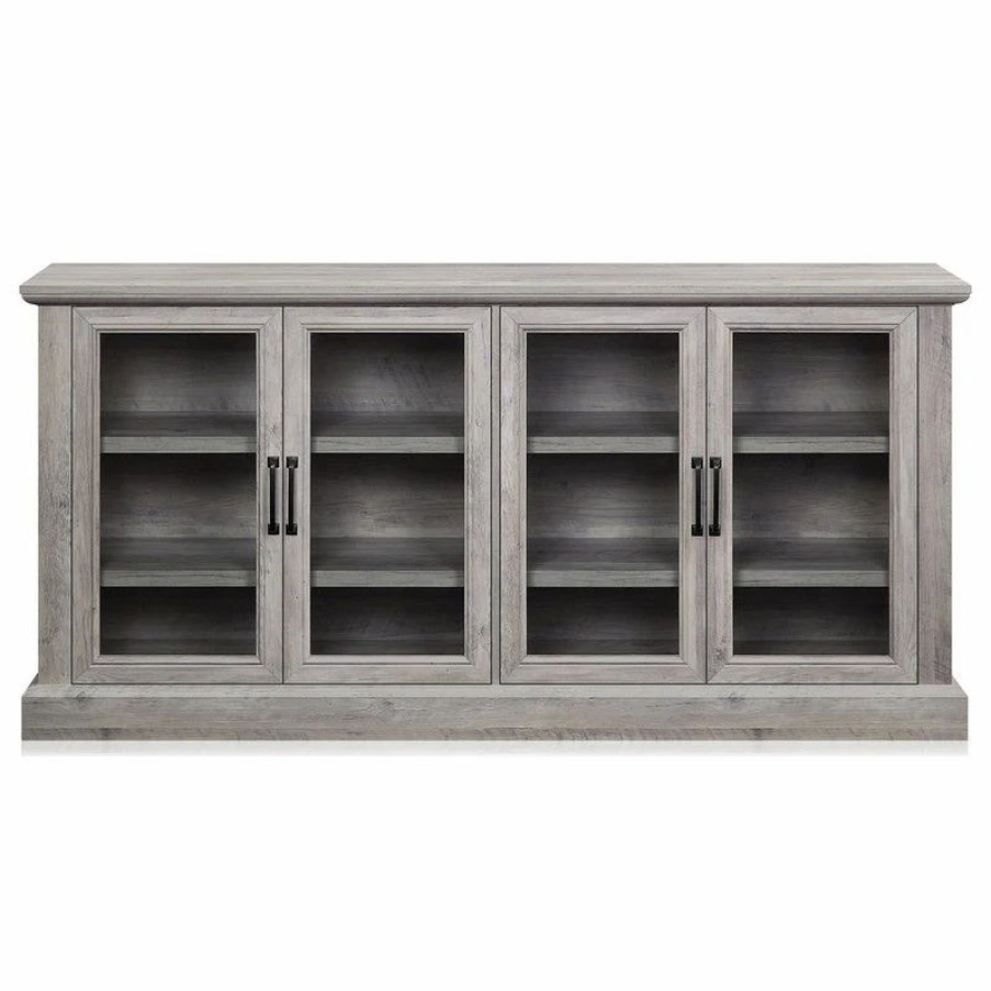 Buffets & Sideboards * | Belleze 70 Rustic Wood Sideboard Stand 4 Doors Buffet Cabinet, Gray Wash