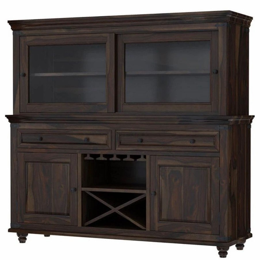 China Cabinets & Hutches * | Sierra Living Concepts Inc Oklahoma Farmhouse Traditional Rosewood Dining Room Buffet With Hutch