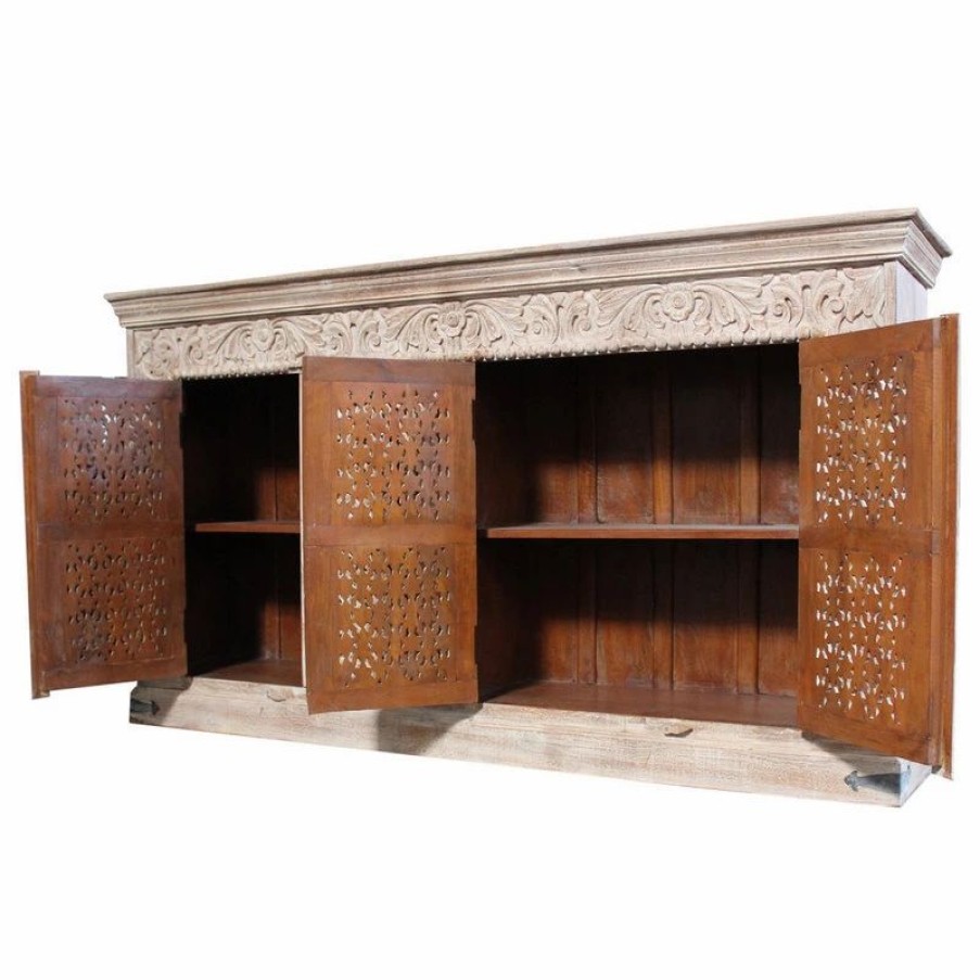 Buffets & Sideboards * | Moti Carter Toro 4 Door Carved Side Board