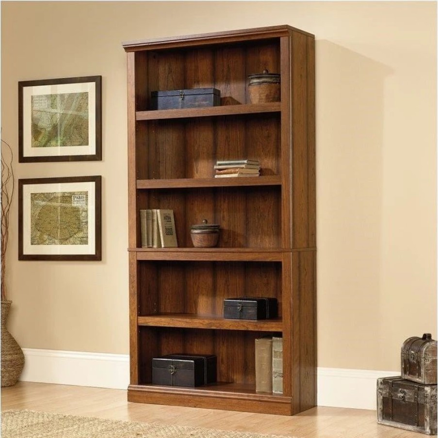 Shelving * | Home Square Modern 2 Piece Wood Bookcase Set With 5 Shelf In Washington Cherry