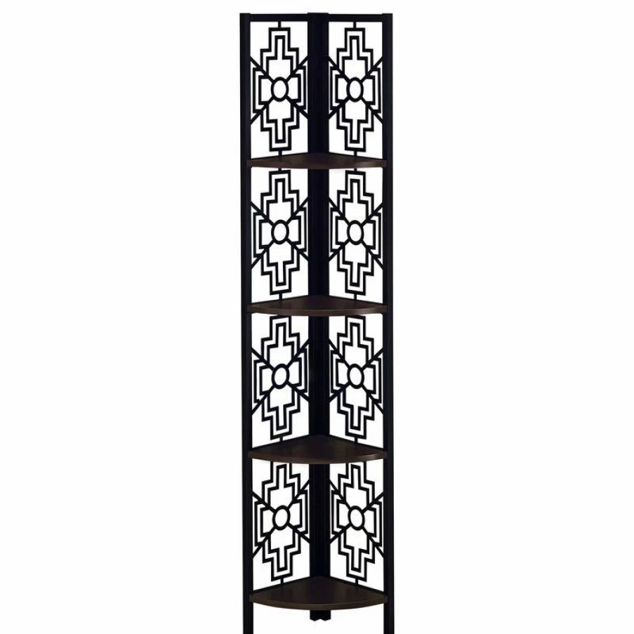 Shelving * | Monarch Transitional Corner Shelf With Espresso And Black Finish I 3622