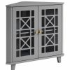 Accent Chests & Cabinets * | Walker Edison Gwen Fretwork Corner Accent Cabinet Grey