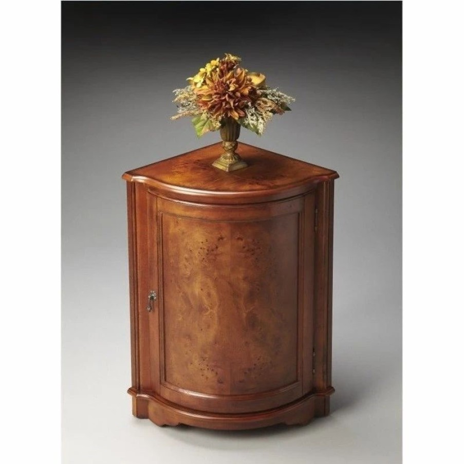 Accent Chests & Cabinets * | Beaumont Lane Corner Cabinet In Olive Ash Burl