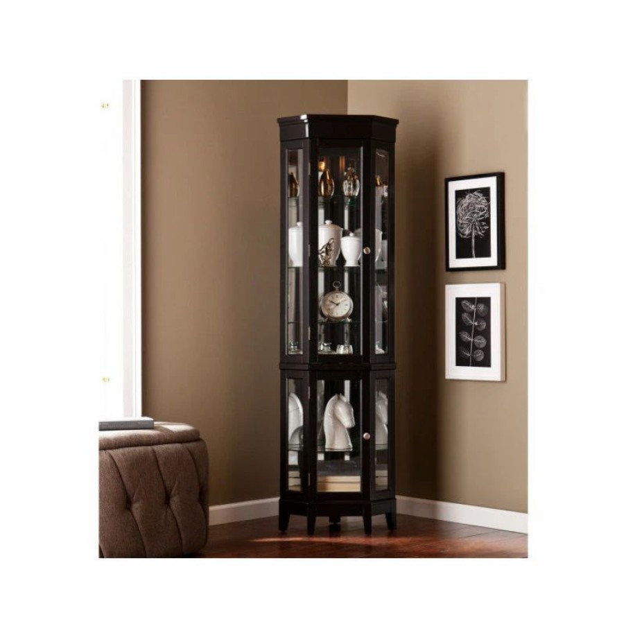 China Cabinets & Hutches * | Sei Furniture Essex Corner Curio In Black