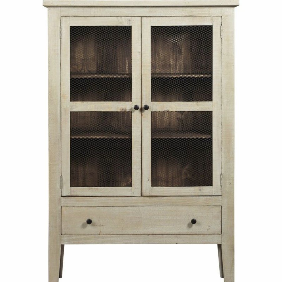 China Cabinets & Hutches * | Progressive Furniture Isabella Display Cabinet Washed Linen, Pine