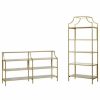 Shelving * | Home Square 2 Piece Bookcase And Console Table Set In Satin Gold