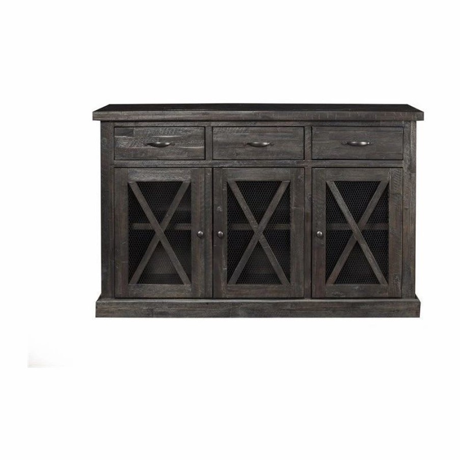 Buffets & Sideboards * | Alpine Furniture, Inc Alpine Furniture Newberry Wood Dining Sideboard In Salvaged Gray