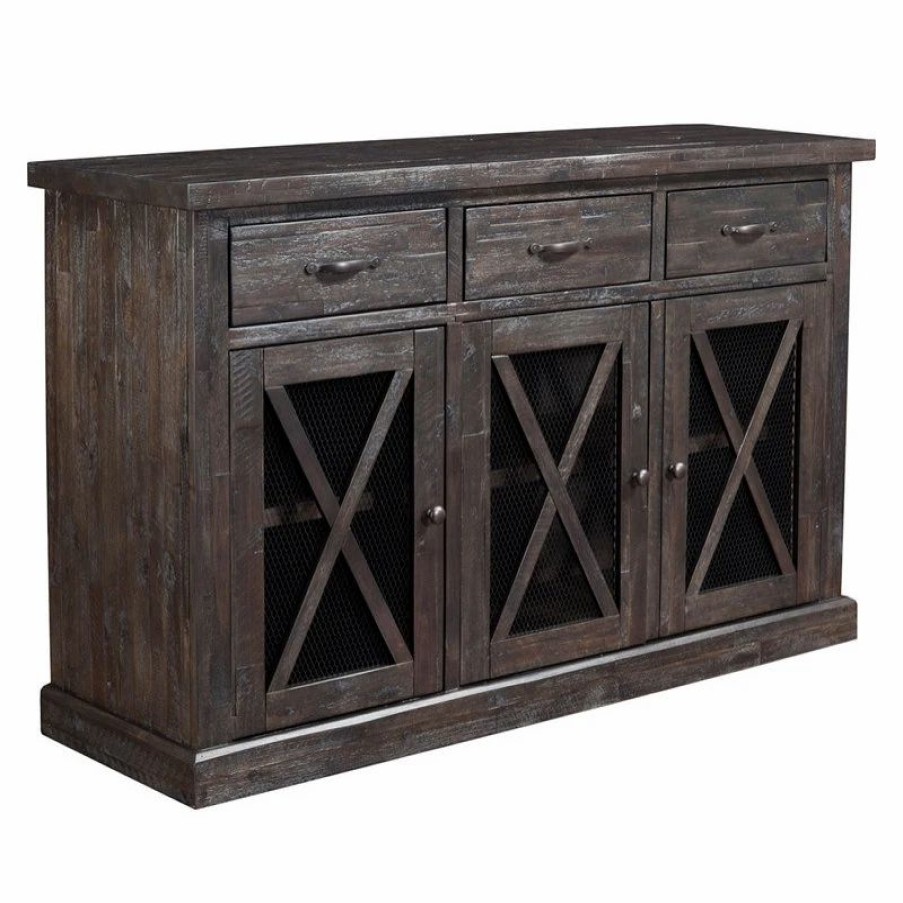 Buffets & Sideboards * | Alpine Furniture, Inc Alpine Furniture Newberry Wood Dining Sideboard In Salvaged Gray