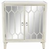 Accent Chests & Cabinets * | Brimfield & May Modern Rectangular White Wood And Glass Geometric Cabinet, 34 X 32L" X 16