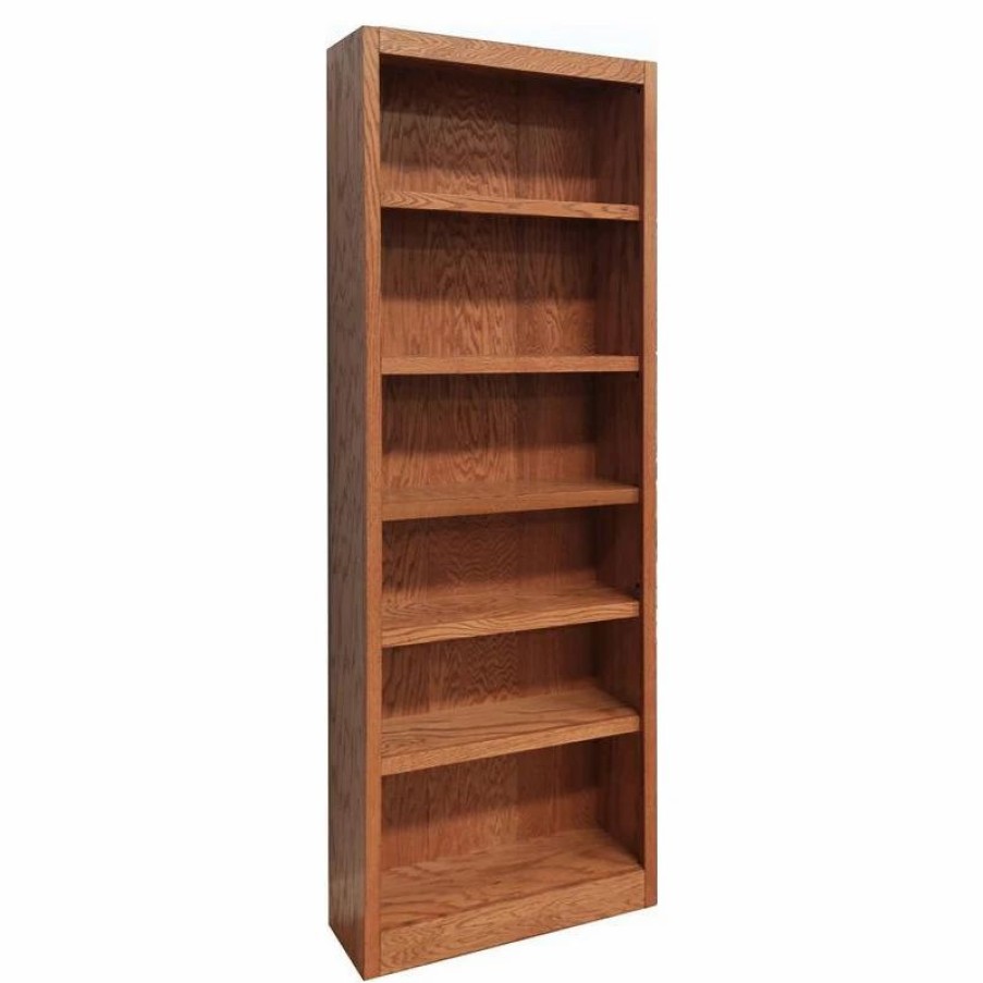 Shelving * | Bowery Hill Traditional 84 Tall 6-Shelf Wood Bookcase In Dry Oak