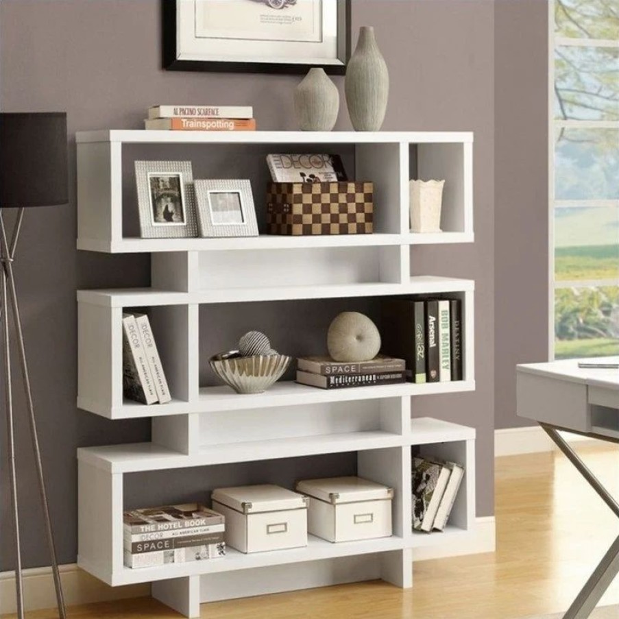 Shelving * | Monarch Bookshelf Bookcase Etagere 4 Tier 55 H Office Bedroom Laminate White