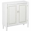 Accent Chests & Cabinets * | Pilaster Designs Belinda 2 Door Accent Display Cabinet With Storage Shelf, Faux Leather, White