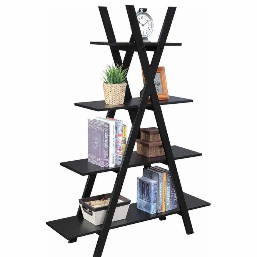 Shelving * | Convenience Concepts Oxford A Frame Bookshelf With Black Finish S20-116