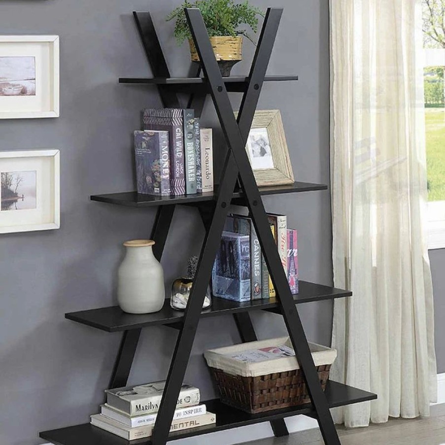 Shelving * | Convenience Concepts Oxford A Frame Bookshelf With Black Finish S20-116