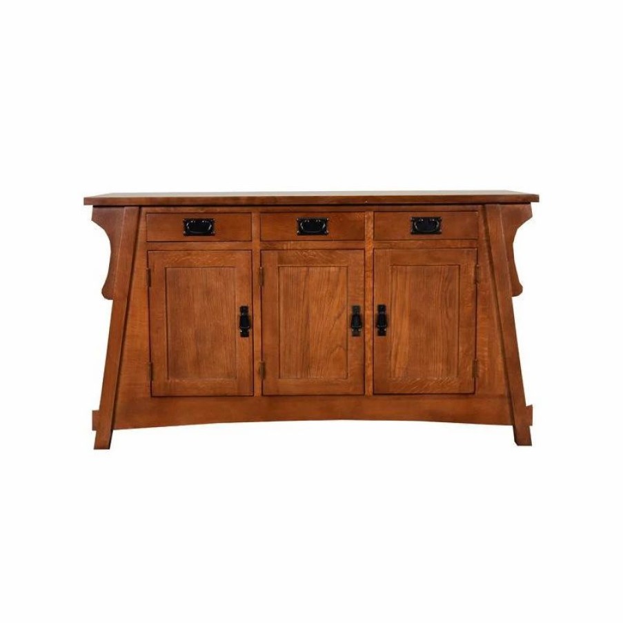 Buffets & Sideboards * | Crafters And Weavers Arts And Crafts Mission Solid Oak Crofter Style Sideboard, Sofa Table