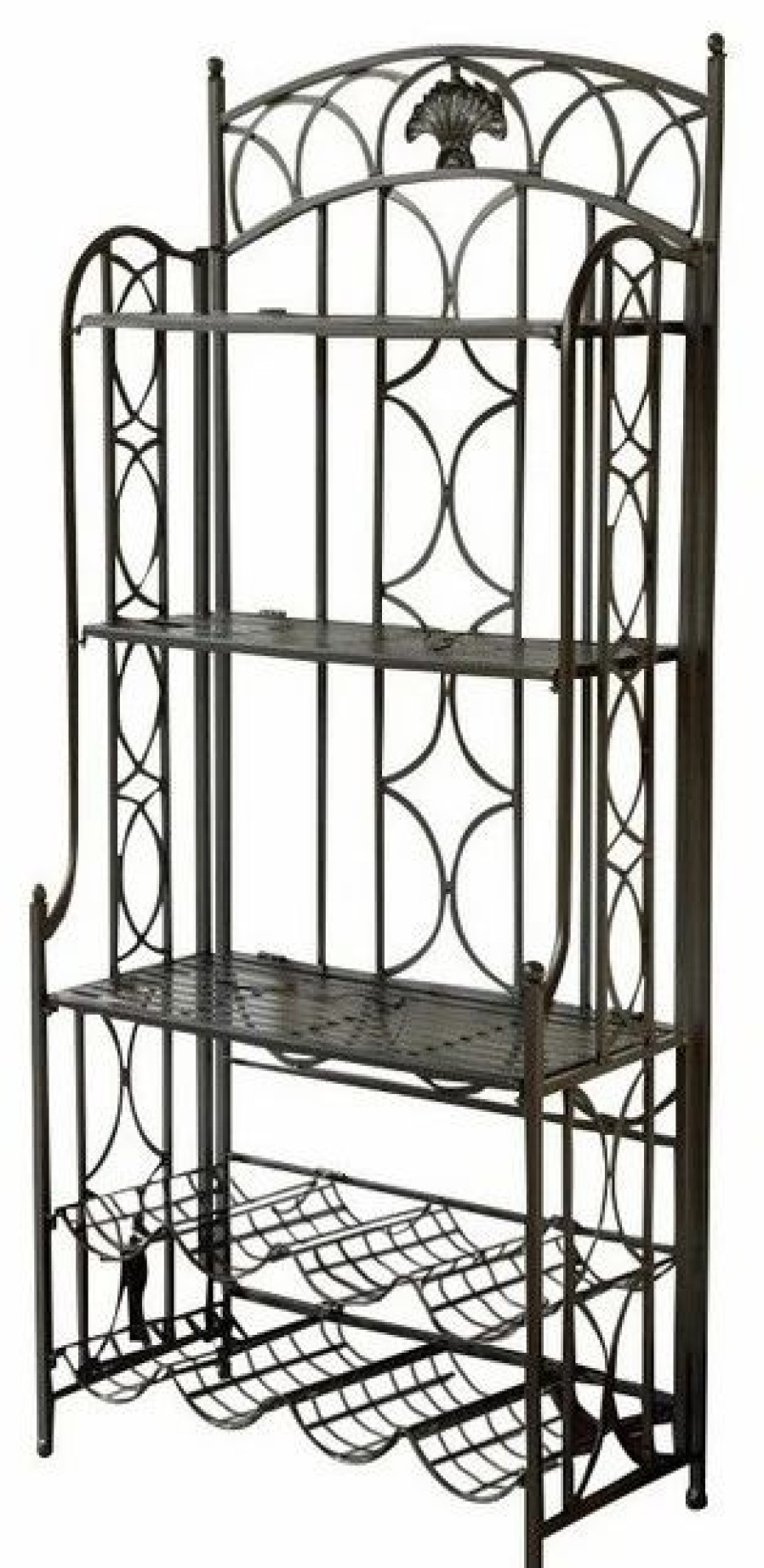 Shelving * | Pemberly Row Iron Bakers Wine Rack In Antique Black