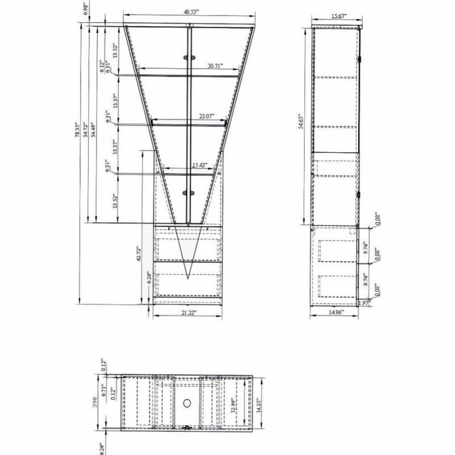 China Cabinets & Hutches * | Chintaly Imports 6625-Cur Triangular Curio Cabinet With Mirrored Interior