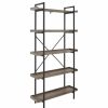 Shelving * | Walker Edison Urban Pipe 68 Rustic Industrial 5 Shelf Wood Bookshelf Grey Wash