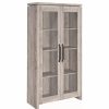 China Cabinets & Hutches * | Maklaine Spacious Wooden Curio Cabinet With Two Glass Doors In Gray