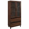 China Cabinets & Hutches * | Walker Edison Clark 68 Glass Door Storage Hutch Dark Walnut