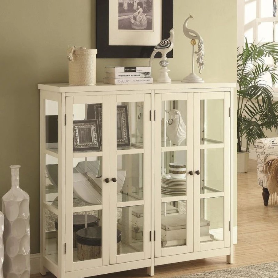 China Cabinets & Hutches * | Coaster Home Furnishings Coaster White Accent Display Cabinet