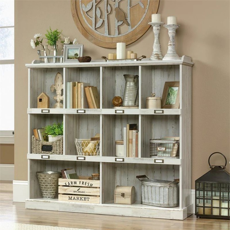 Shelving * | Sauder Barrister Lane Engineered Wood 10-Cubby Bookcase In White Plank