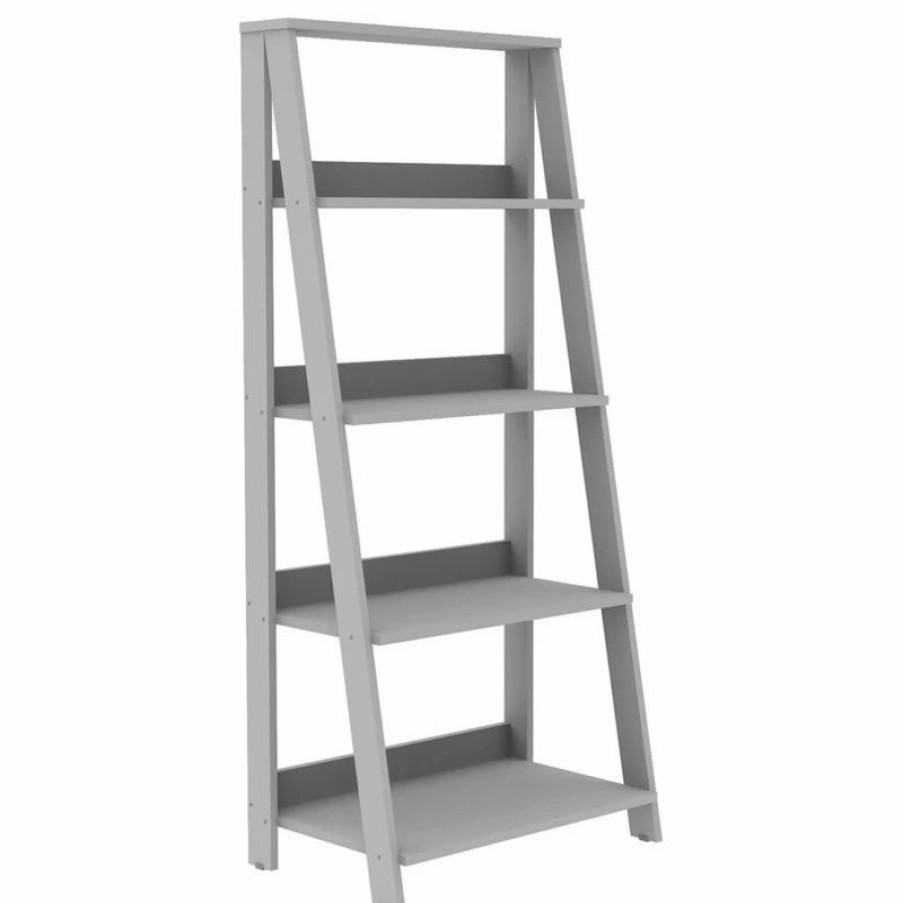 Shelving * | Walker Edison 55 Wood Ladder Bookshelf, Gray