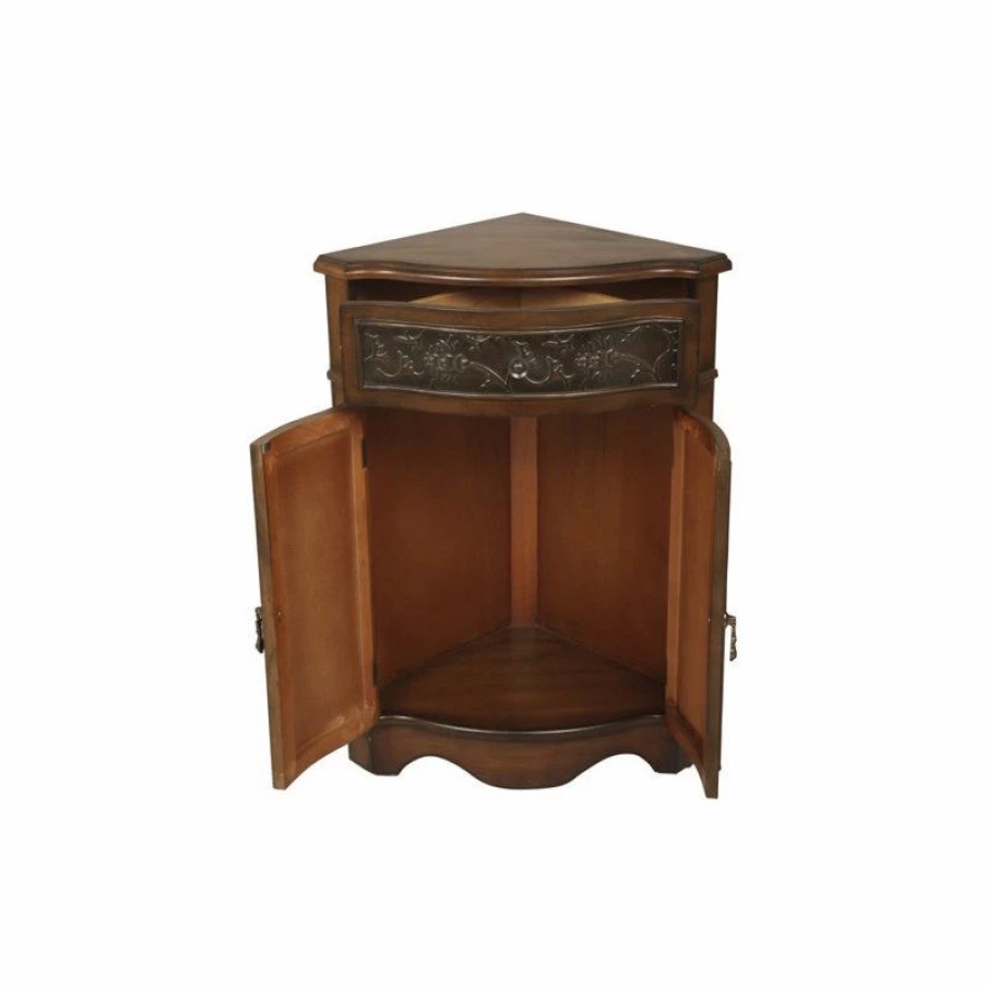 Accent Chests & Cabinets * | Welcome Home Accents Walnut Corner Cabinet