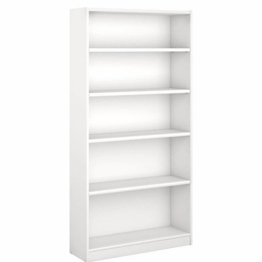 Shelving * | Bush Business Furniture Universal 5 Shelf Bookcase In Pure White Engineered Wood