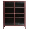 China Cabinets & Hutches * | Unique Furniture Bronco 55 Contemporary Glass & Metal Display Cabinet In Red