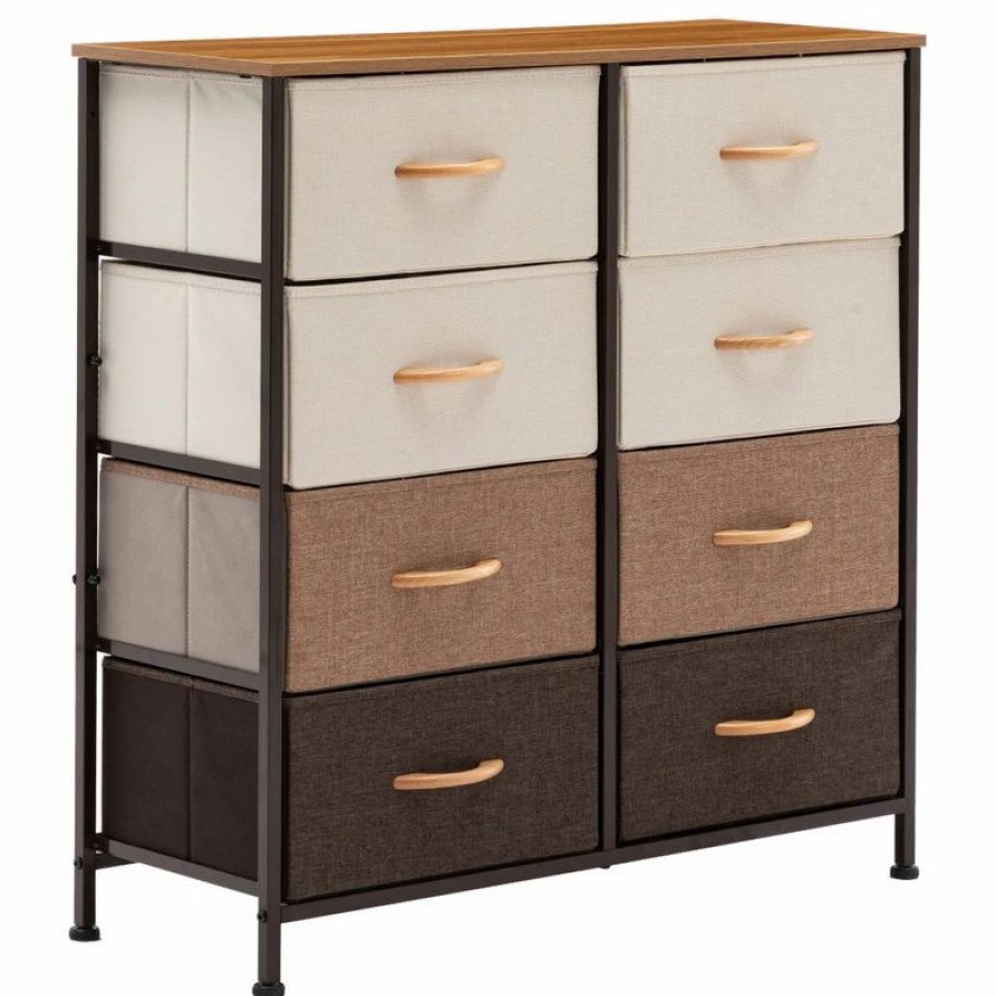 Accent Chests & Cabinets * | Duhome Elegant Lifestyle 8 Fabric Drawers Steel Frame Double Dresser, Mixed Color