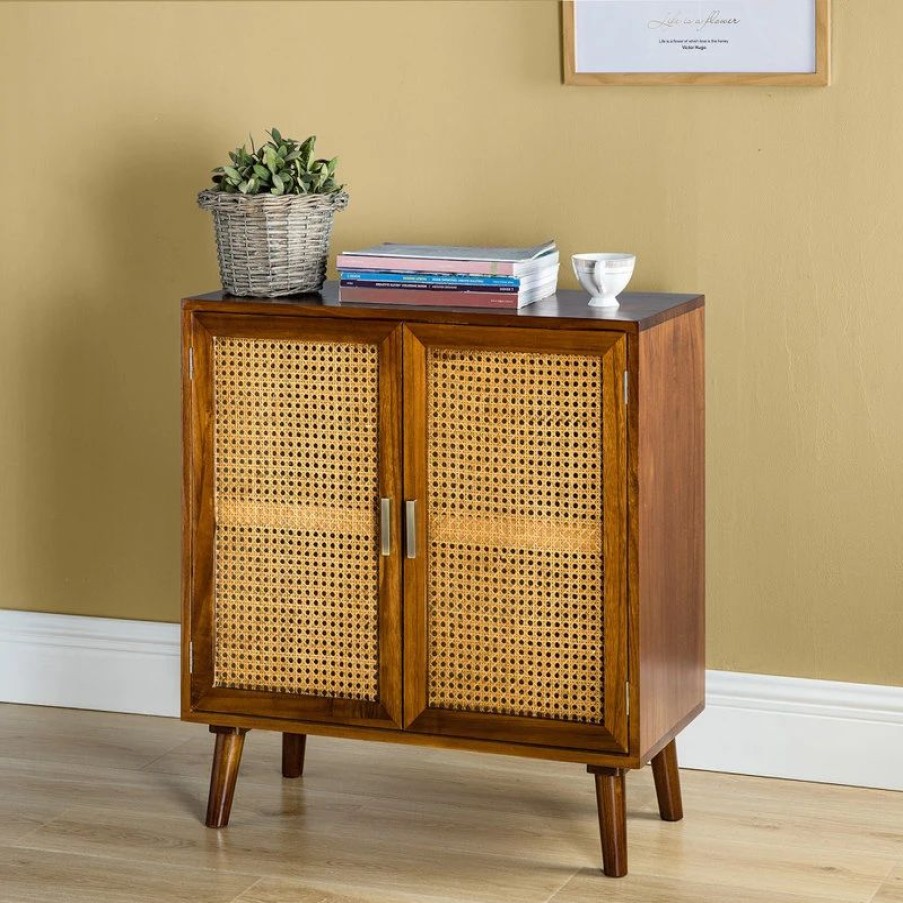 Accent Chests & Cabinets * | Karat Home Solid Wood 2, Door Accent Cabinet, Cherry