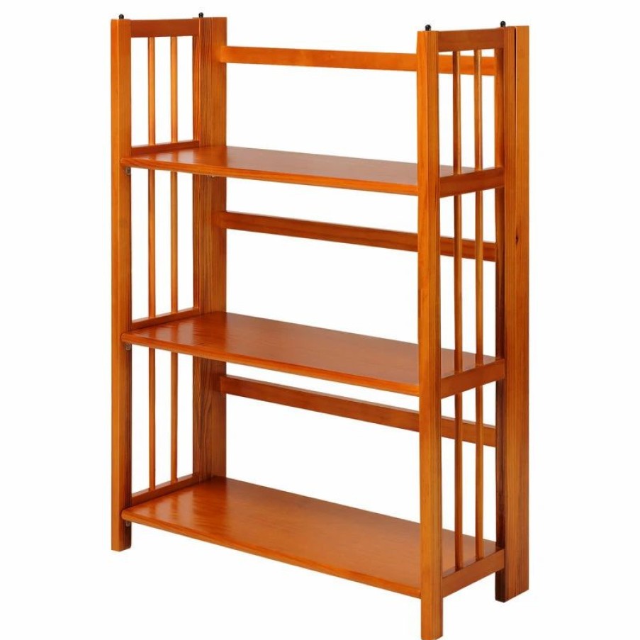 Shelving * | Casual Home 3 Shelf Folding Bookcase, Honey Oak, Large, 3 Shelf