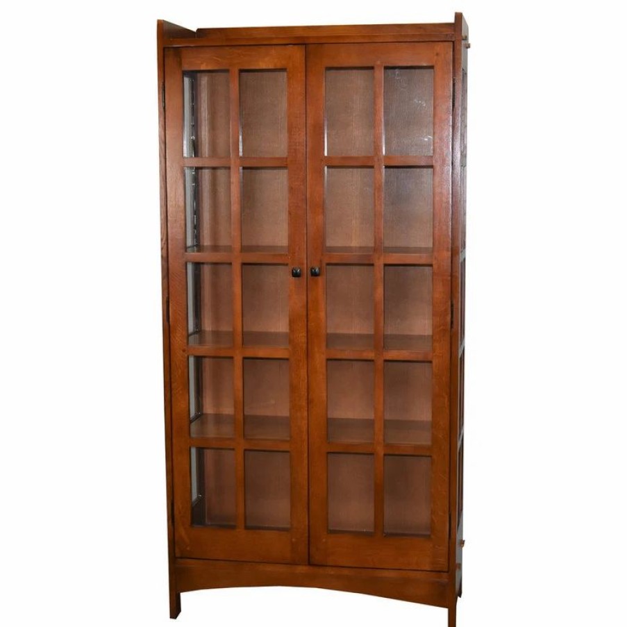 China Cabinets & Hutches * | Crafters And Weavers Mission Quarter Sawn White Oak Tall China Cabinet, Golden Brown