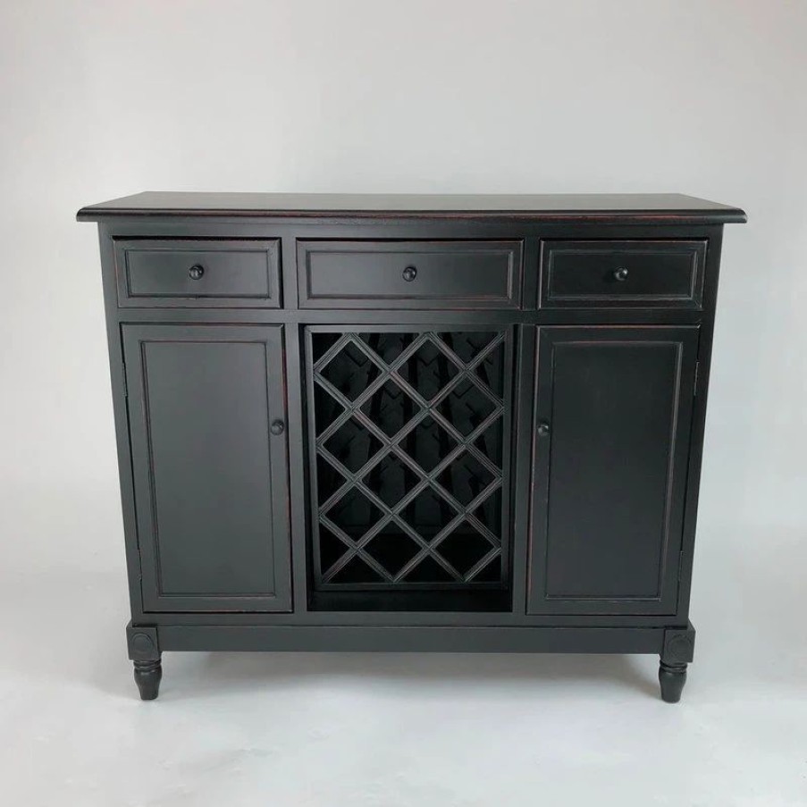 Buffets & Sideboards * | Wayborn Home Furnishing Inc Wine Rack Sideboard, Aged Black