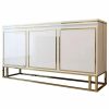 Buffets & Sideboards * | Homary 59 White Wood Sideboard Buffet Cabinet With Storage 3 Doors Gold Base