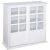 China Cabinets & Hutches * | Pilaster Designs Brecker Sliding Door China Curio Cabinet With Adjustable Storage, White